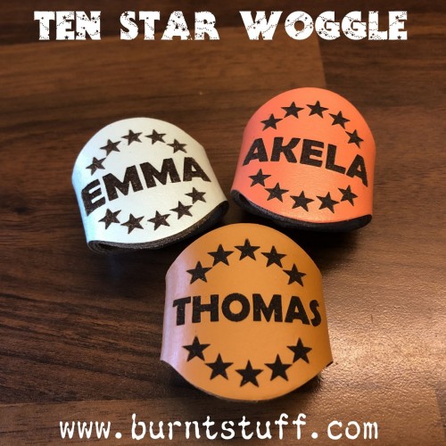 Image of Ten Star Woggle | www.burntstuff.com Ten Star Woggle All Scouting Products, All Woggles, Custom Woggles, Beaver Woggles, Cub Woggles, Scout Woggles, Leader Woggles, Explorer Woggles, Squirrel Woggles image