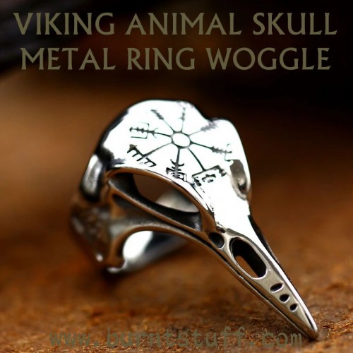 Image of Metal Viking Animal Skull Ring Woggle | www.burntstuff.com Metal Viking Animal Skull Ring Woggle image