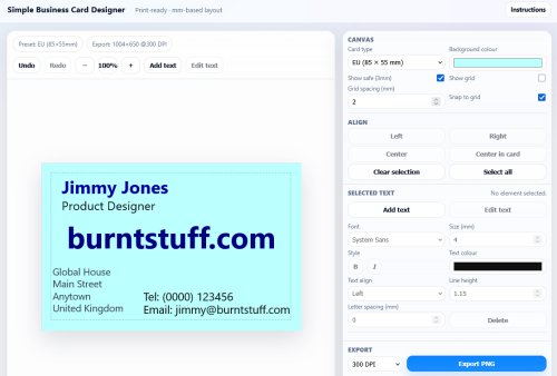 Business Card Designer preview